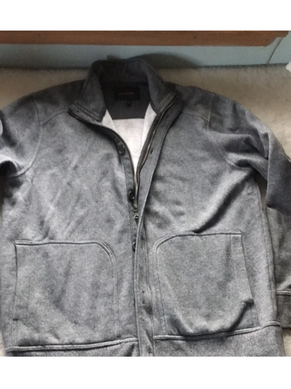 Banana Republic Men’s grey fleece zip & button up jacket XL